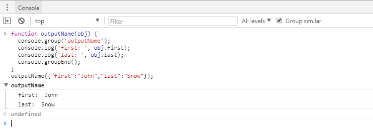 Chrome Console Log